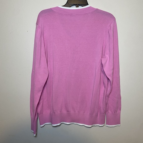 Vineyard Vines Women's Pink V-Neck Cotton Sweater Size XL Lightweight Sweater - Picture 2 of 7